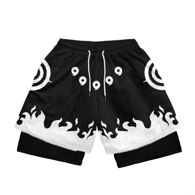 Lifting Relief Anime Naruto Compression Shorts Black